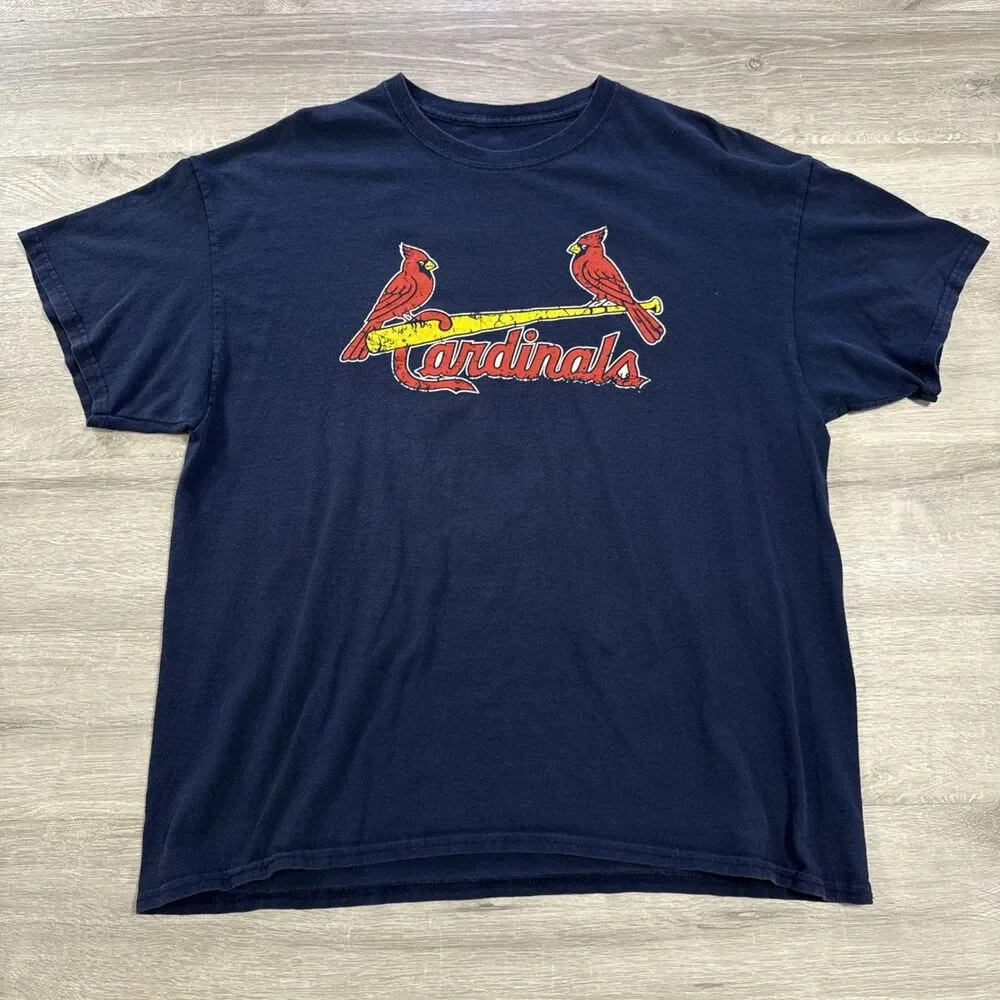 St. Louis Cardinals Shirt Men's Blue Baseball Flag Short Sleeve XL Tee
